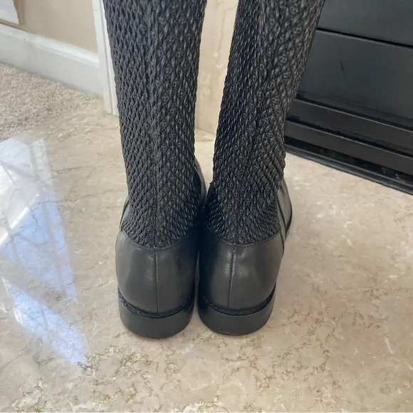 Cole Haan Idah Women's Black Leather Equestrian Riding Boots, Size 6.5