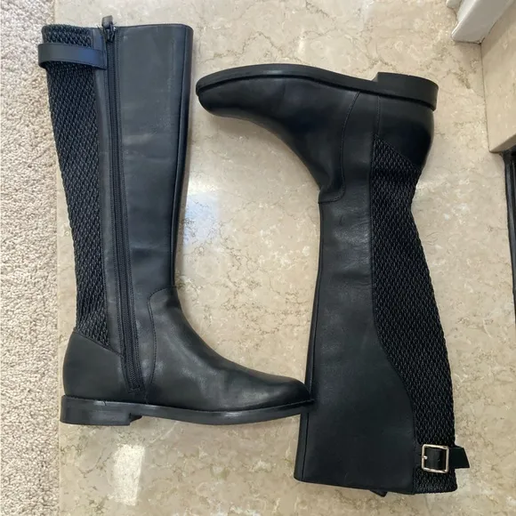 Cole Haan Idah Women's Black Leather Equestrian Riding Boots, Size 6.5