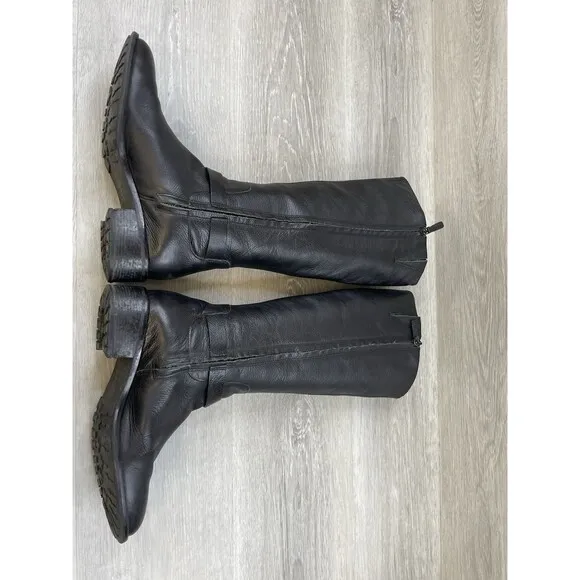 Cole Haan Kenmare D42261 Womens Riding Boot US 8B Black Leather Side Zip