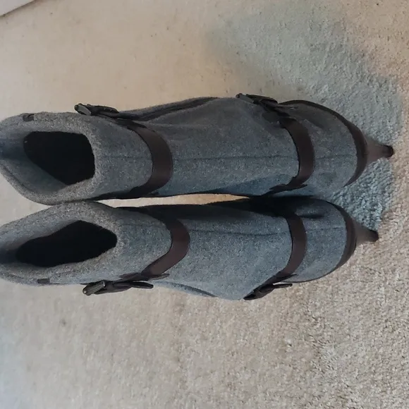 Cole Haan Kennedy Wool/Leather Boots Gray Brown Size 10B