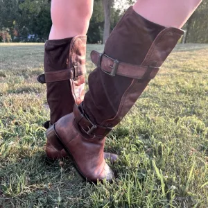 Cole Haan Nike Air Whitley Buckle Brown Riding Boots, Sz 6.5B