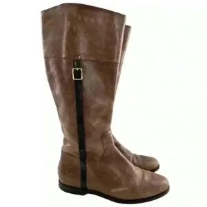 Cole haan womens knee high boots size 10 brown leather zip up riding equestrian