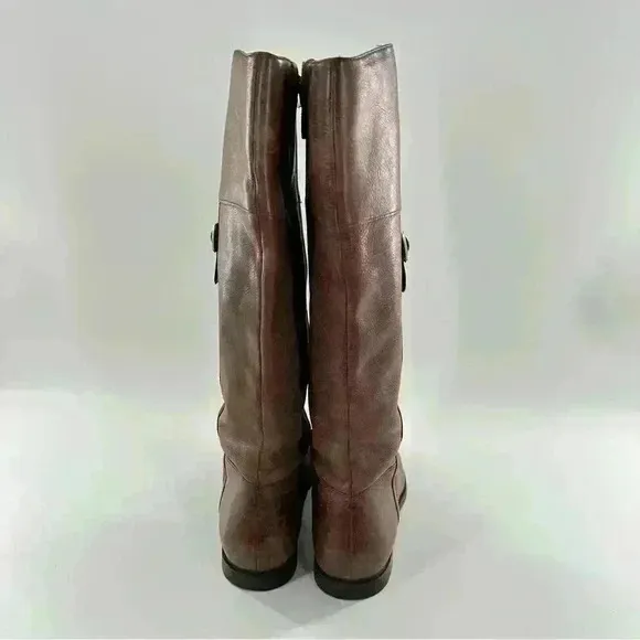 Cole haan womens knee high boots size 10 brown leather zip up riding equestrian