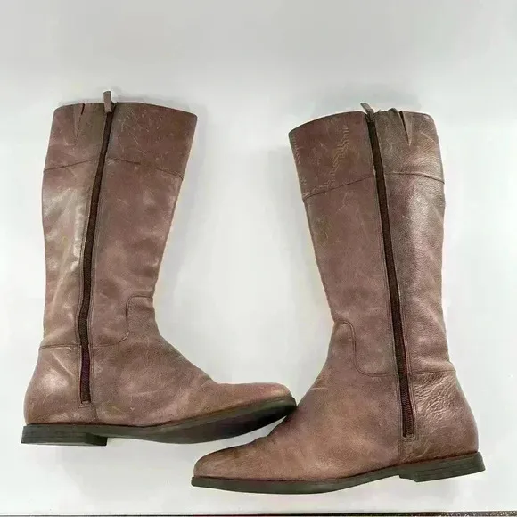 Cole haan womens knee high boots size 10 brown leather zip up riding equestrian