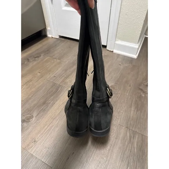Cole Haan Womens Liberty Black Nubuck Suede NikeAir Buckle Riding Boots Size 8B