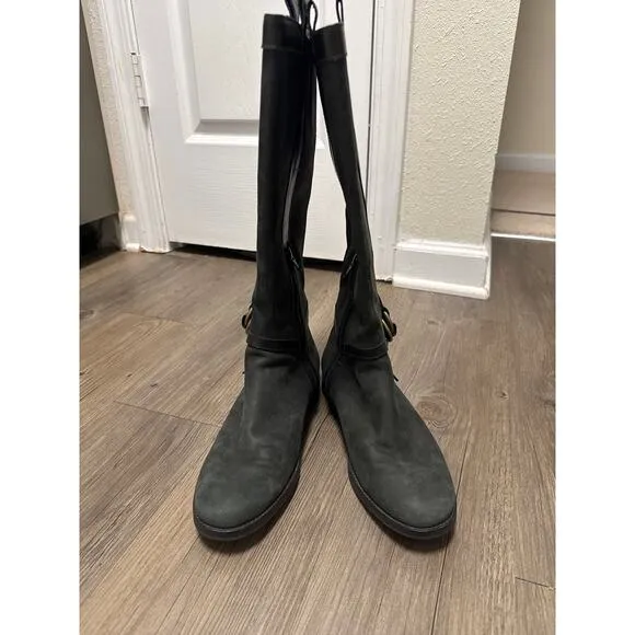 Cole Haan Womens Liberty Black Nubuck Suede NikeAir Buckle Riding Boots Size 8B