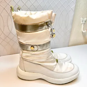 Cole Haan Women’s Sz 6B White Gray Puffer Winter Boots D18055