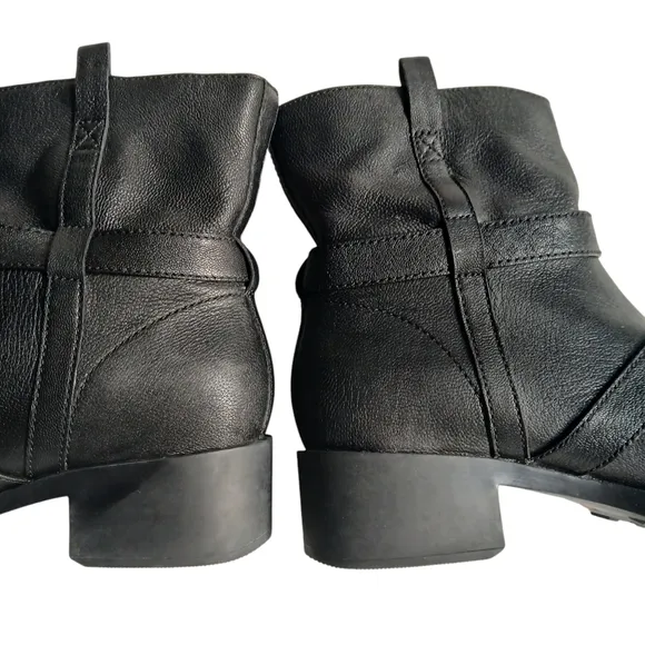 Cole Haan X Nike Black Combat Motorcycle Boots w Buckle &amp; Chunky Heel Streetwear