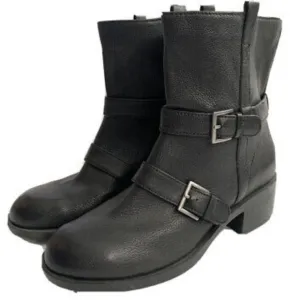 Cole Haan X Nike Black Combat Motorcycle Boots w Buckle &amp; Chunky Heel Streetwear