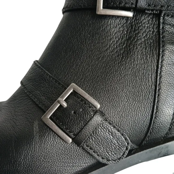 Cole Haan X Nike Black Combat Motorcycle Boots w Buckle &amp; Chunky Heel Streetwear