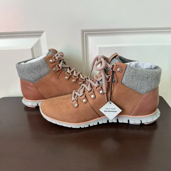Cole Haan Zerogrand Omni Hiker Waterproof Birch Beige Fleece Lined 7.5