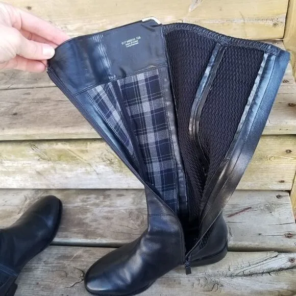 Cole Haan Rockland Black Leather Full Zip Equestrian Riding Tall Boots 7.5