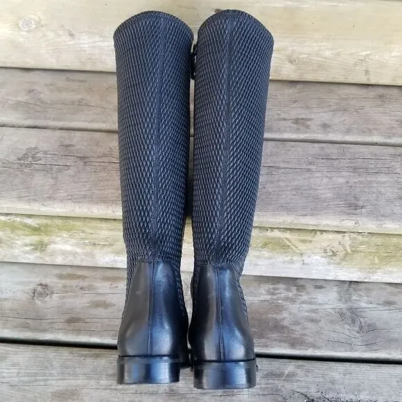 Cole Haan Rockland Black Leather Full Zip Equestrian Riding Tall Boots 7.5