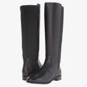 Cole Haan Rockland Black Leather Full Zip Equestrian Riding Tall Boots 7.5