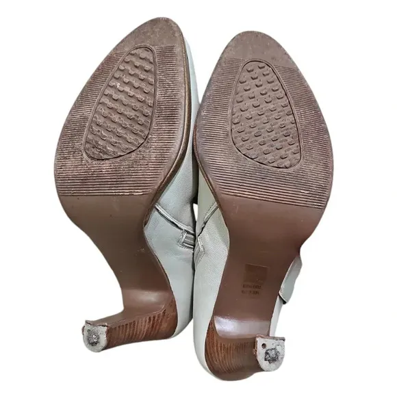 Colin Stuart Size 6 1/2 White Faux Leather Embellished Equestrian Zipper Boots