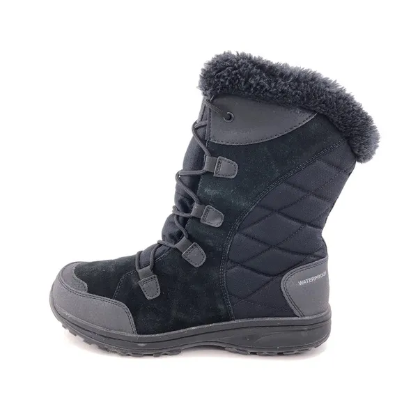 Columbia Ice Maiden II Black Leather Winter Snow Boots 11