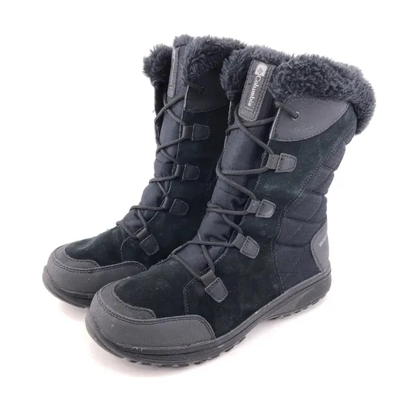 Columbia Ice Maiden II Black Leather Winter Snow Boots 11