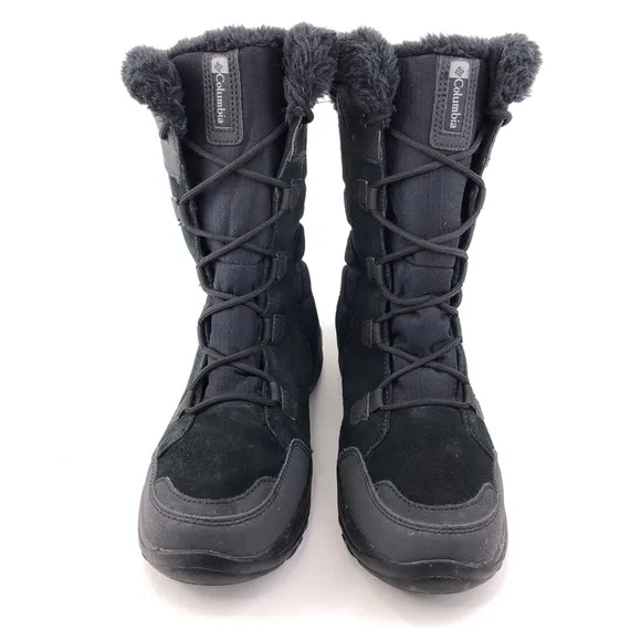 Columbia Ice Maiden II Black Leather Winter Snow Boots 11
