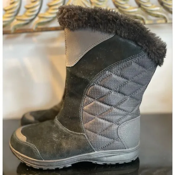 Columbia Ice Maiden Slip Waterproof Winter Boots Black Suede Rubber Women’s 10 M