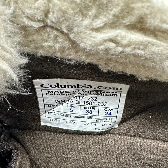 Columbia Ice Maiden Snow Boots Womens SZ 7 Brown Suede Lace Up Fur 1554171232
