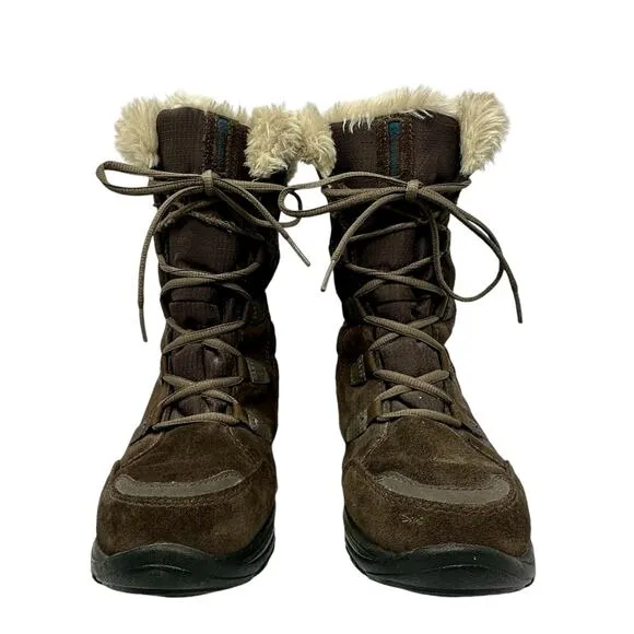 Columbia Ice Maiden Snow Boots Womens SZ 7 Brown Suede Lace Up Fur 1554171232