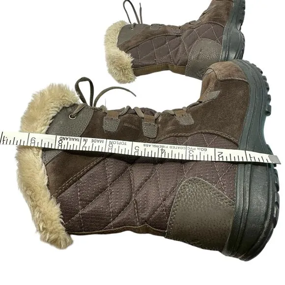 Columbia Ice Maiden Snow Boots Womens SZ 7 Brown Suede Lace Up Fur 1554171232