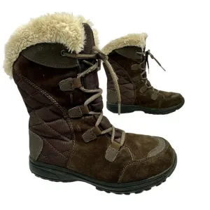 Columbia Ice Maiden Snow Boots Womens SZ 7 Brown Suede Lace Up Fur 1554171232