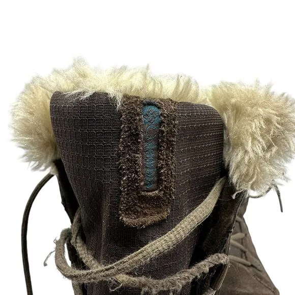 Columbia Ice Maiden Snow Boots Womens SZ 7 Brown Suede Lace Up Fur 1554171232