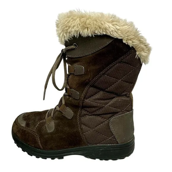 Columbia Ice Maiden Snow Boots Womens SZ 7 Brown Suede Lace Up Fur 1554171232