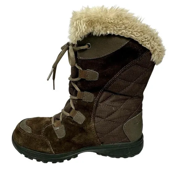 Columbia Ice Maiden Snow Boots Womens SZ 7 Brown Suede Lace Up Fur 1554171232