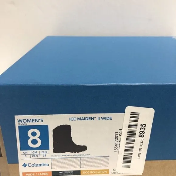 Columbia Women’s Ice Maiden II, Black Winter Boots, Size 8W