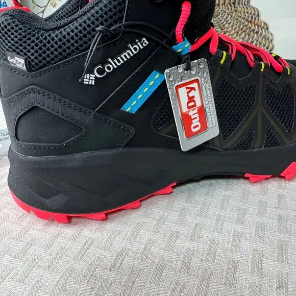 Columbia Womens Peakfreak II Mid Outdry Hiking Boots Size 11 Black/Red Ortholite