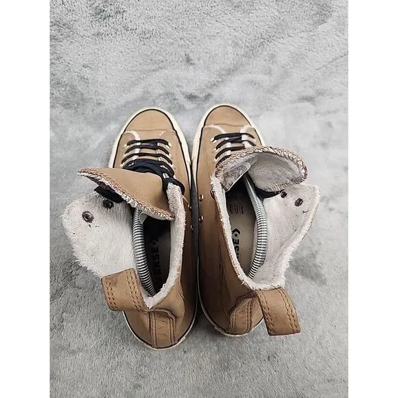 Converse All Star Sherpa Lined Leather Hiker Shoe 162479C Sz Men's 9 Women's 11‎