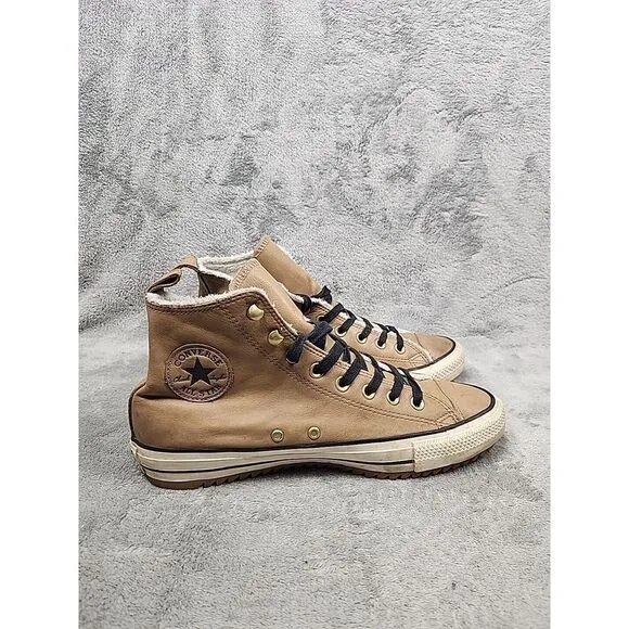 Converse All Star Sherpa Lined Leather Hiker Shoe 162479C Sz Men's 9 Women's 11‎