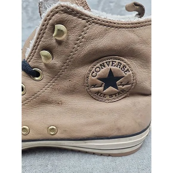 Converse All Star Sherpa Lined Leather Hiker Shoe 162479C Sz Men's 9 Women's 11‎