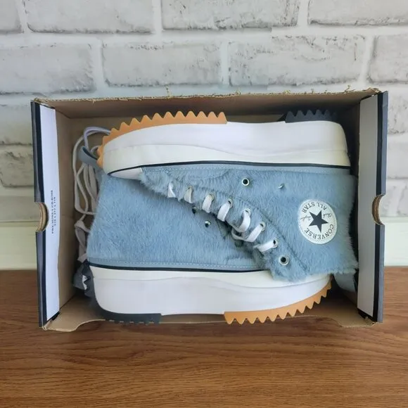❤️❤️❤️Converse Run Star Hike Platform Hi Faux Fur 9.5 Women Shoes Blue A13381C