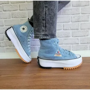 ❤️❤️❤️Converse Run Star Hike Platform Hi Faux Fur 9.5 Women Shoes Blue A13381C