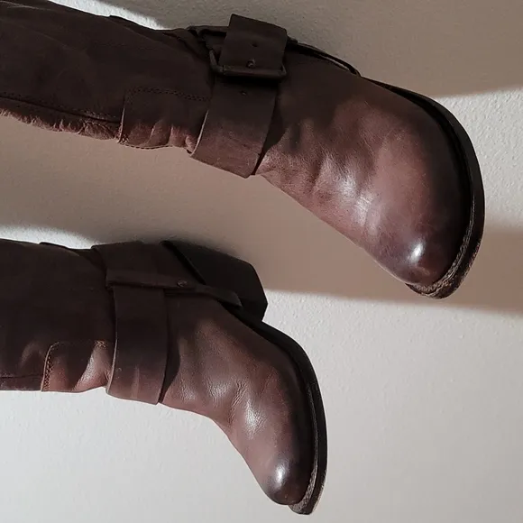COPY - DOLCE VITA COWBOY WESTERN BOOTS LEATHER TALL CHOCOLATE EQUESTRIAN HEELED…