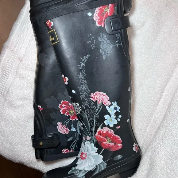 COPY - Joules Black Winter Rain Boots with Glossy Finish