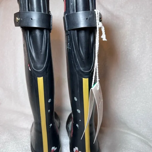 COPY - Joules Black Winter Rain Boots with Glossy Finish