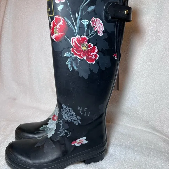 COPY - Joules Black Winter Rain Boots with Glossy Finish