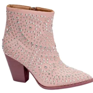 CORKYS Line Dance Blush Pink Studded Crystal Western Cowgirl Boots Booties 6-10