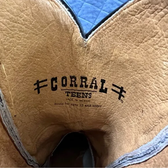 Corral Boots 4 1/2T 4.5 Teens Angel Wings Cross Leather Western Cowgirl Youth