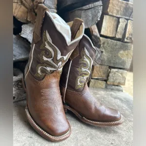 Corral Western Cowboy kids brown leather Boots Sz-12.5.   D