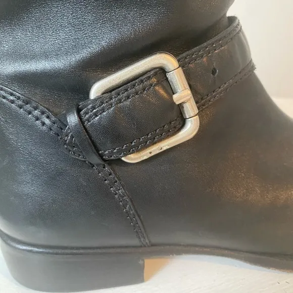 Corso Como Anthropologie Black Leather Buckle Riding Boots Low Heel size…