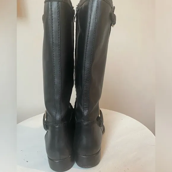 Corso Como Anthropologie Black Leather Buckle Riding Boots Low Heel size…