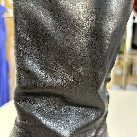 CORSO COMO Women's Leather Riding Boots Black/Brown Size 7.5
