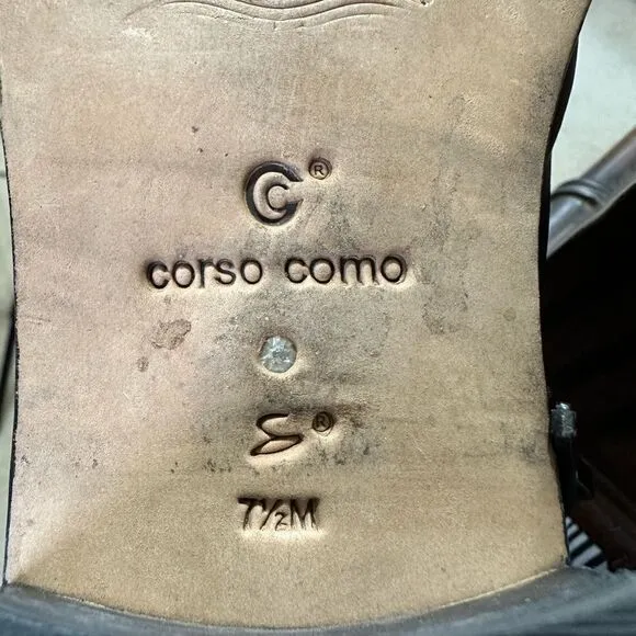 CORSO COMO Women's Leather Riding Boots Black/Brown Size 7.5
