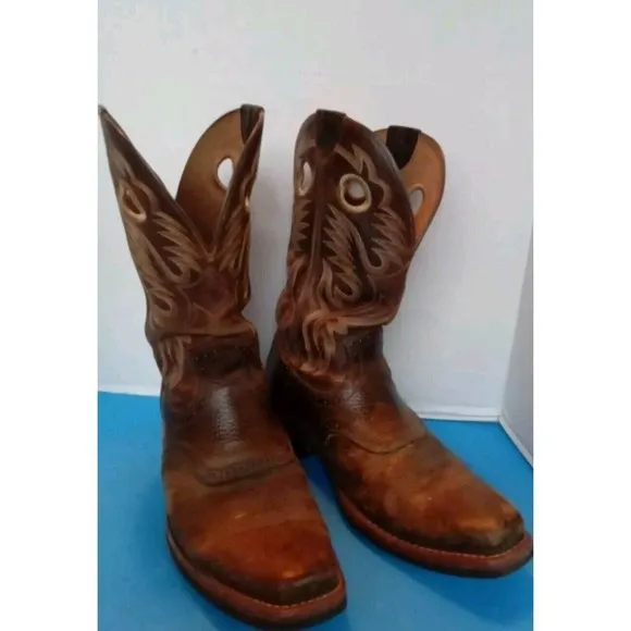 Cowboy Western Boots Detailed Stitching Leather Brown Boots Size Unknown