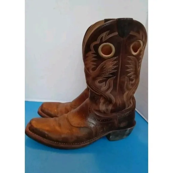 Cowboy Western Boots Detailed Stitching Leather Brown Boots Size Unknown